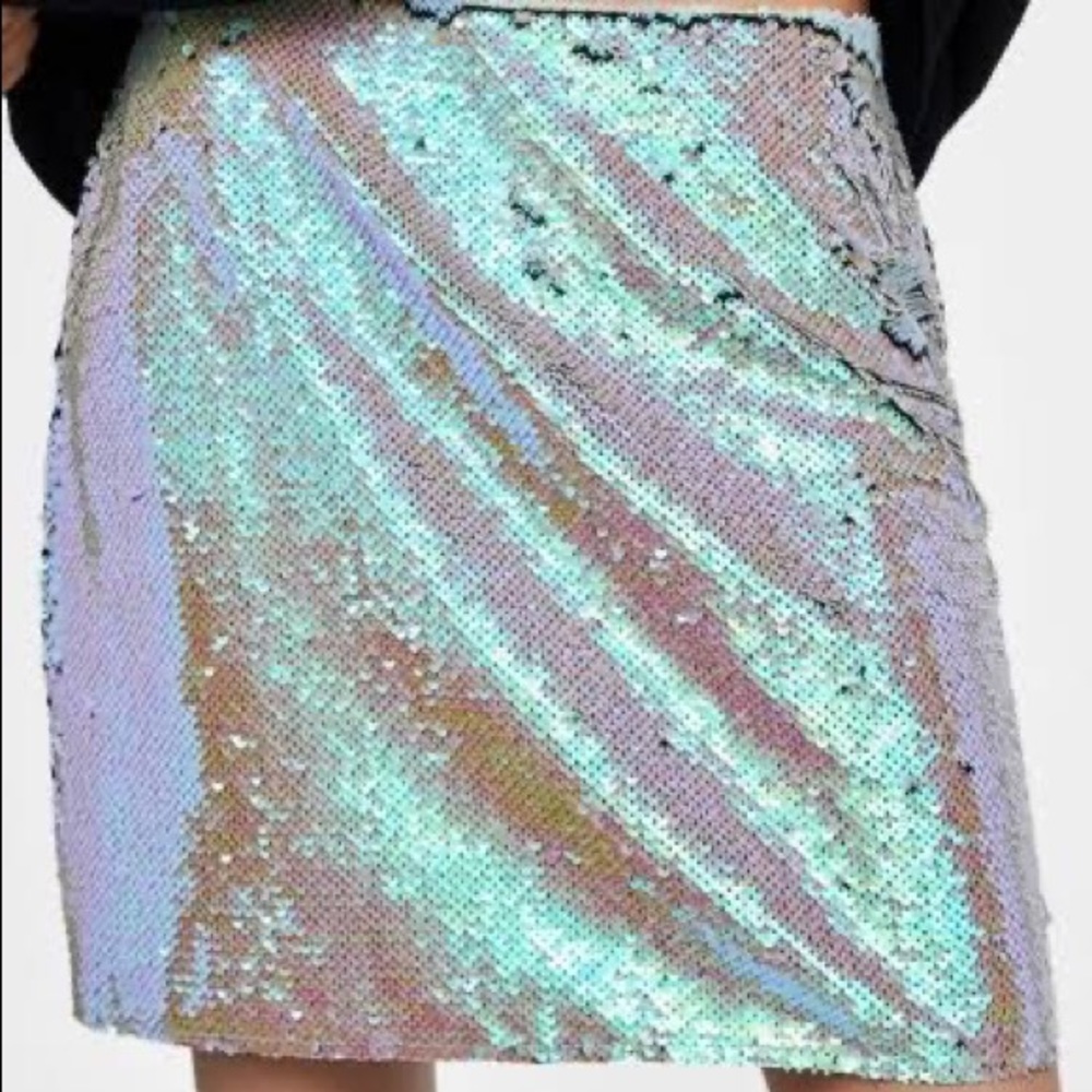 Zara Reversible Sequins Mini Skirt - Picture 1 of 9